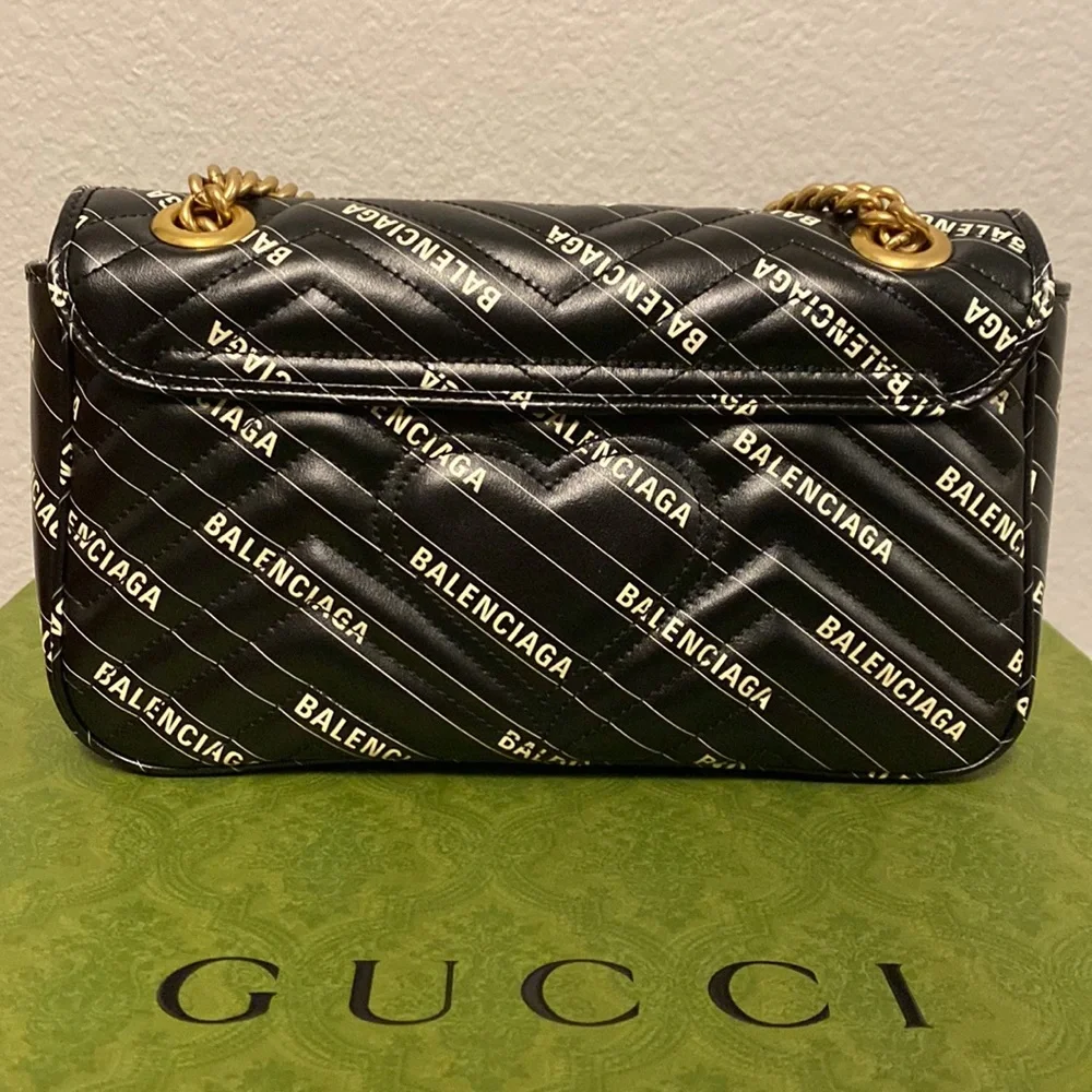 Gucci Hacker Project Limited Edition Balenciaga Print Leather Marmont GG Bag - Picture 4 of 15